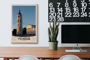 Panneau en bois voyage 20x30cm Architecture de l'église de Vilnius Lituanie 3
