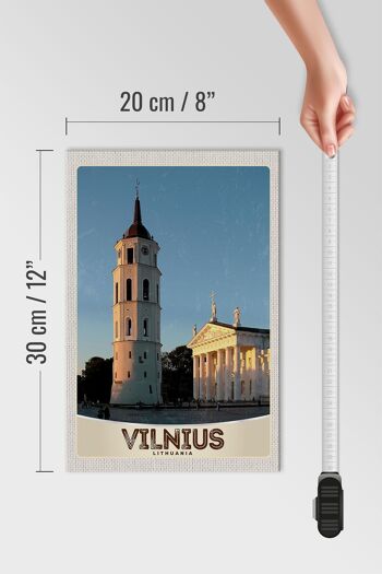 Panneau en bois voyage 20x30cm Architecture de l'église de Vilnius Lituanie 4