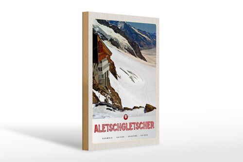 Holzschild Reise 20x30cm Aletschgletsch Schweiz Schnee Winter