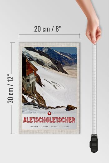 Panneau en bois voyage 20x30cm Aletschgletsch Suisse neige hiver 4