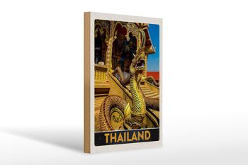 Panneau en bois voyage 20x30cm Thaïlande Asie dragon coloré Tempelk 1