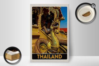 Panneau en bois voyage 20x30cm Thaïlande Asie dragon coloré Tempelk 2