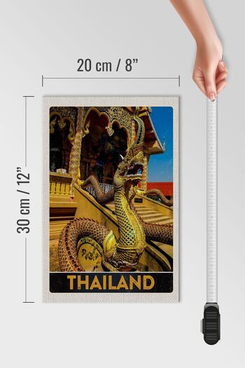 Panneau en bois voyage 20x30cm Thaïlande Asie dragon coloré Tempelk 4