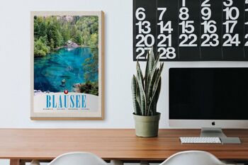 Panneau en bois voyage 20x30cm Blausee Suisse nature forêt montagnes 3