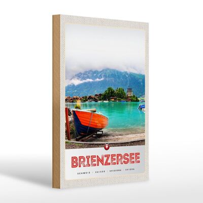 Cartello in legno da viaggio 20x30 cm Lago di Brienz Svizzera costruzione di barche