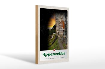 Panneau en bois voyage 20x30cm Appenzeller Mountains bâtiment Suisse 1