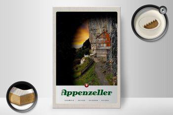 Panneau en bois voyage 20x30cm Appenzeller Mountains bâtiment Suisse 2