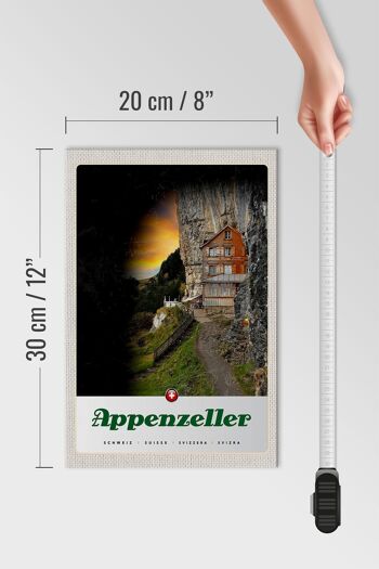 Panneau en bois voyage 20x30cm Appenzeller Mountains bâtiment Suisse 4