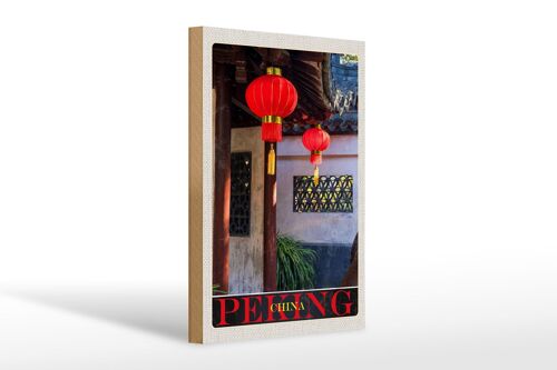 Holzschild Reise 20x30cm Pekimg China Kultur rote Laterne