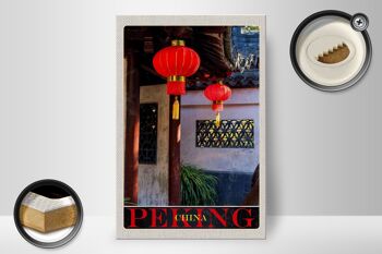 Panneau en bois voyage 20x30cm Pekimg Chine culture lanterne rouge 2