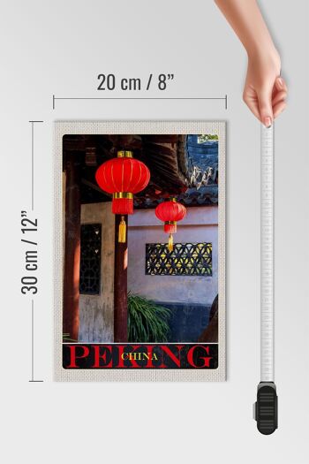 Panneau en bois voyage 20x30cm Pekimg Chine culture lanterne rouge 4