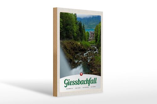 Holzschild Reise 20x30cm Giessbachfall Wald Wasserfall Natur