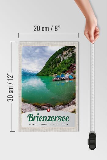 Panneau en bois voyage 20x30cm Lac de Brienz Suisse bateau montagnes 4