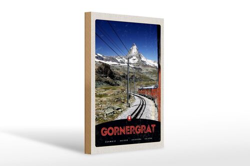 Holzschild Reise 20x30cm Gornergrat Schweiz Schnee Bahn