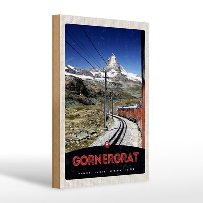 Holzschild Reise 20x30cm Gornergrat Schweiz Schnee Bahn