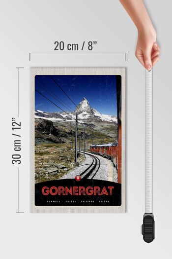 Panneau en bois voyage 20x30cm Chemin de fer des neiges du Gornergrat Suisse 4