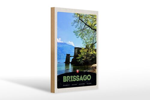 Holzschild Reise 20x30cm Brissago Schweiz Architektur Urlaub