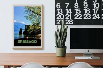 Panneau en bois voyage 20x30cm Brissago Suisse architecture vacances 3