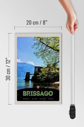 Panneau en bois voyage 20x30cm Brissago Suisse architecture vacances 4