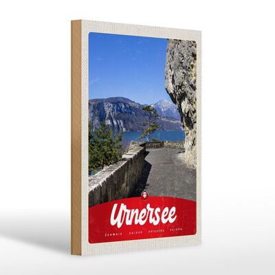 Cartel de madera viaje 20x30cm Lago Urner Suiza Europa vacaciones