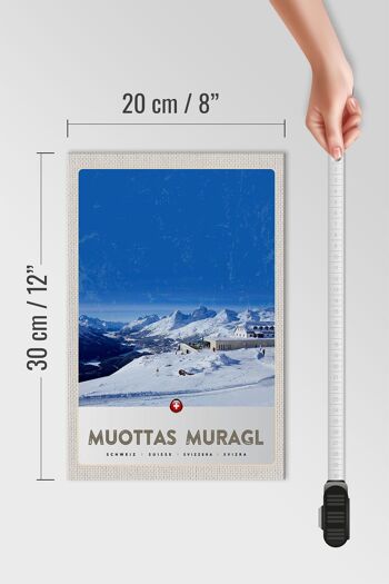 Panneau en bois voyage 20x30cm Muottas Murgal Suisse montagnes neige 4