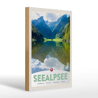 Cartel de madera viaje 20x30cm Seealpsee Suiza bosques de vacaciones