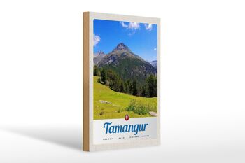 Panneau en bois voyage 20x30cm Tamangur Suisse montagnes forêt nature 1