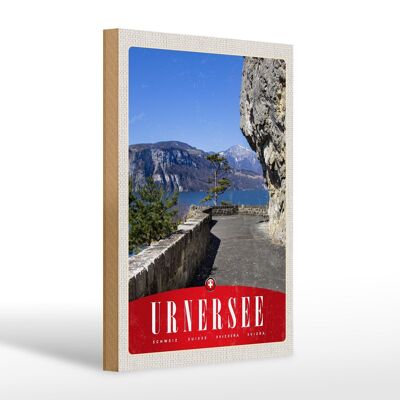 Wooden sign travel 20x30cm Urnersee Switzerland mountains nature trees