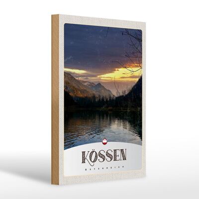 Cartel de madera viaje 20x30cm Kössen Austria lago naturaleza montañas