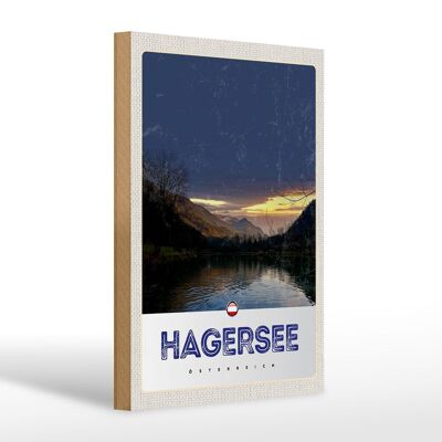 Cartel de madera viaje 20x30cm Hagersee Austria Europa Lago Bosque