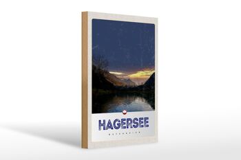 Panneau en bois voyage 20x30cm Hagersee Autriche Europe Lac Forêt 1