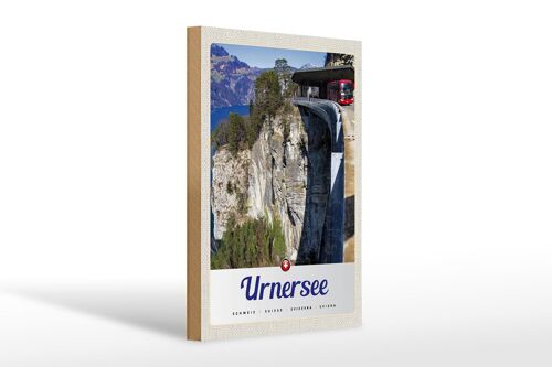 Holzschild Reise 20x30cm Urnersee Schweiz Bus Gebirge Natur