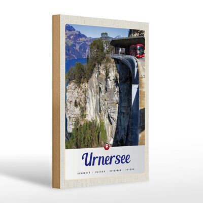 Holzschild Reise 20x30cm Urnersee Schweiz Bus Gebirge Natur