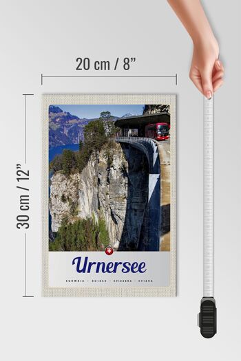 Panneau en bois voyage 20x30cm Lac d'Urner Suisse bus montagnes nature 4