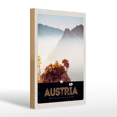 Cartel de madera viaje 20x30cm Austria naturaleza montañas bosque vacaciones