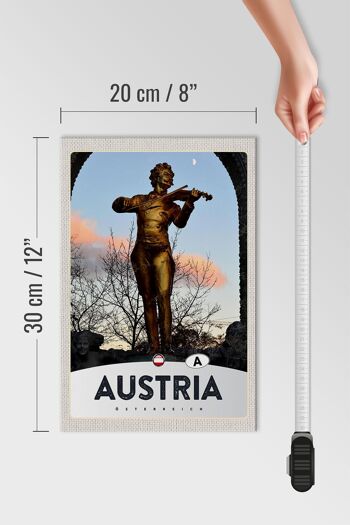 Panneau en bois voyage 20x30cm Autriche sculpture homme violon doré 4