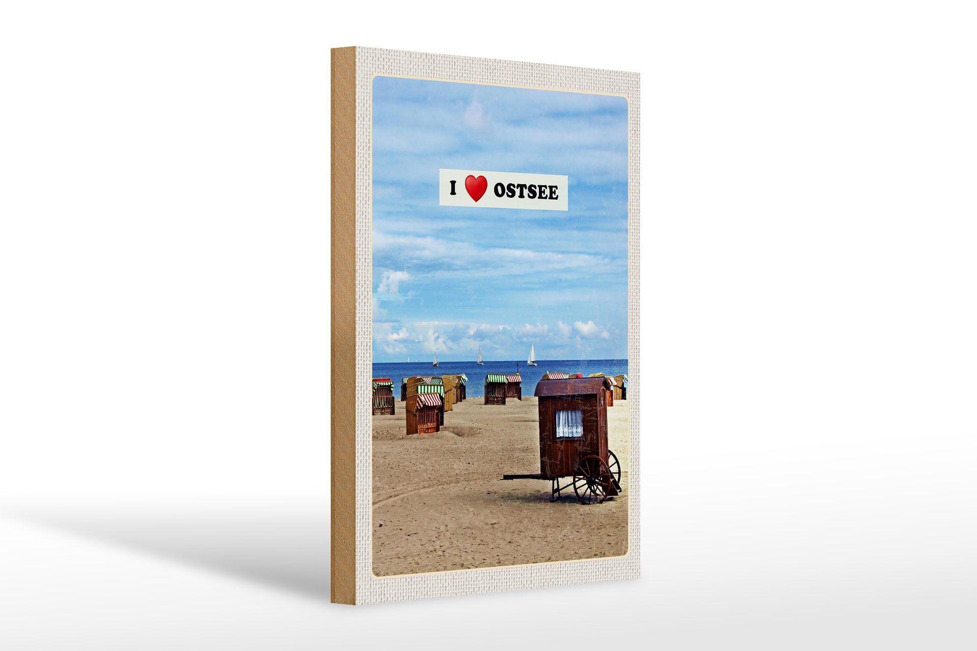 Cartello in legno da viaggio 20x30 cm Mar Baltico spiaggia costa sabbia