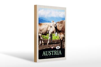 Panneau en bois voyage 20x30cm Autriche animaux pâturage nature montagnes 1