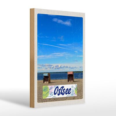 Wooden sign travel 20x30cm Baltic Sea coast beach vacation
