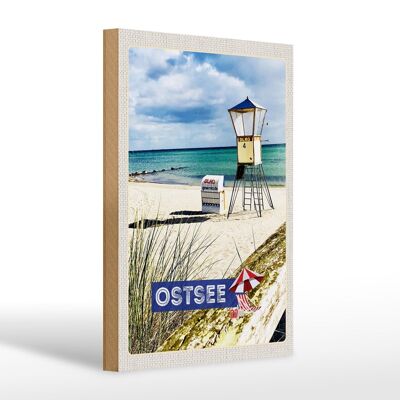 Cartello in legno da viaggio 20x30 cm Bagnino della spiaggia del Mar Baltico