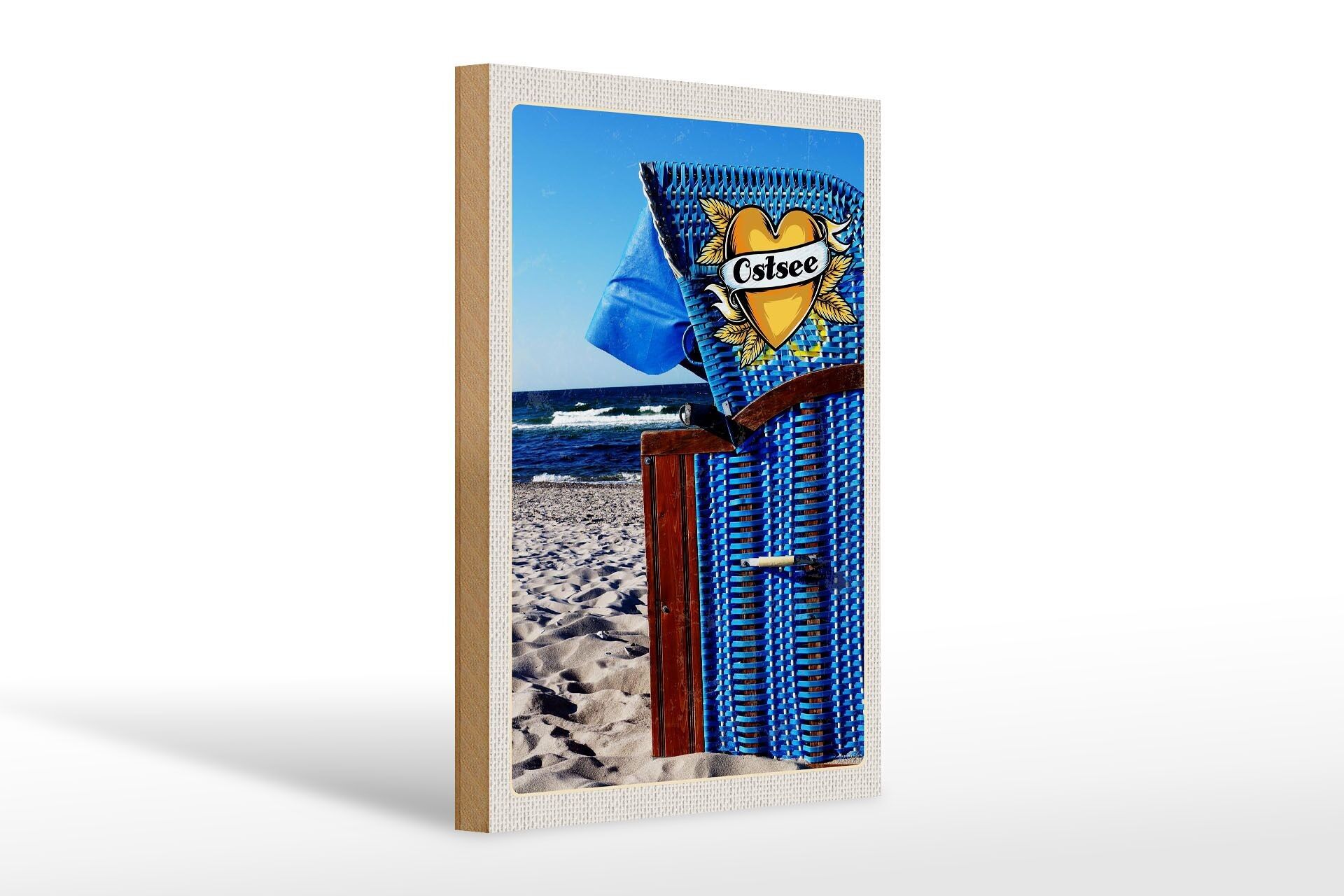 Cartello in legno da viaggio 20x30 cm Spiaggia della costa blu del Mar Baltico