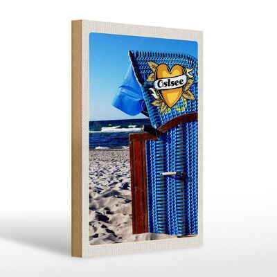 Cartel de madera viaje 20x30cm Playa de la costa azul del Mar Báltico