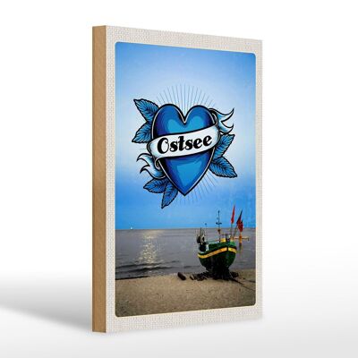 Holzschild Reise 20x30cm Ostsee Meer Boot Flagge Bootstour