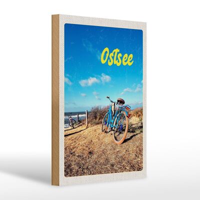 Cartello in legno da viaggio 20x30 cm Tour in bici del Mar Baltico in bici da spiaggia