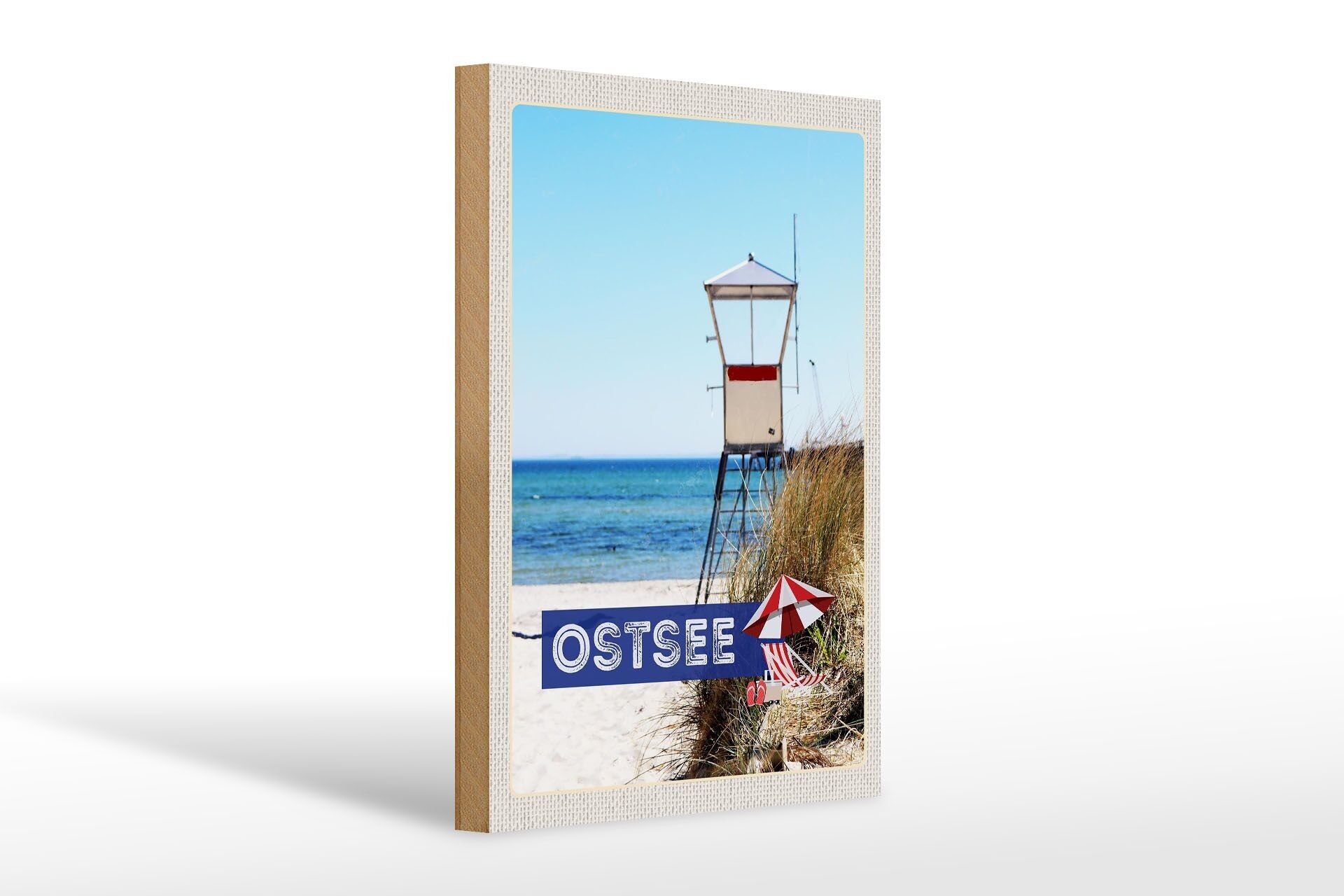 Cartel de madera viaje 20x30cm Mar Báltico playa Alemania mar
