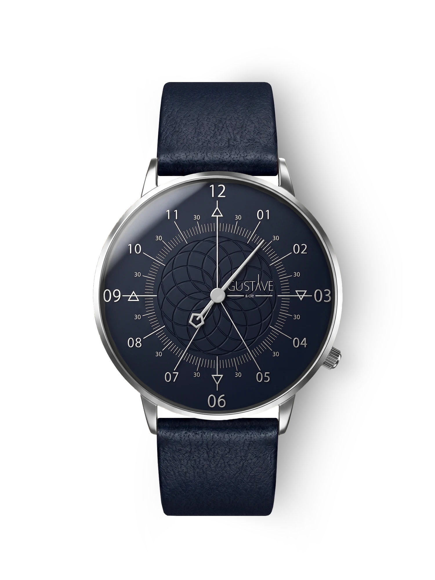 Louis 12H Silber- und Blauuhr – 40 mm blaues Lederarmband