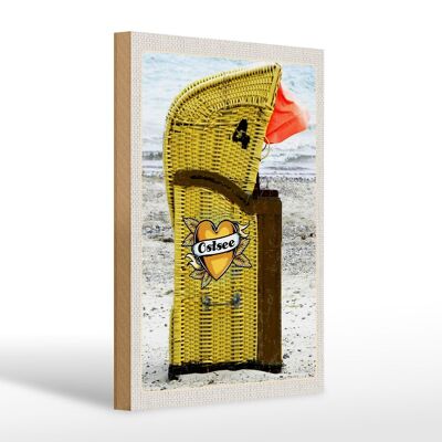 Cartel de madera viaje 20x30cm Mar Báltico playa de la costa amarilla