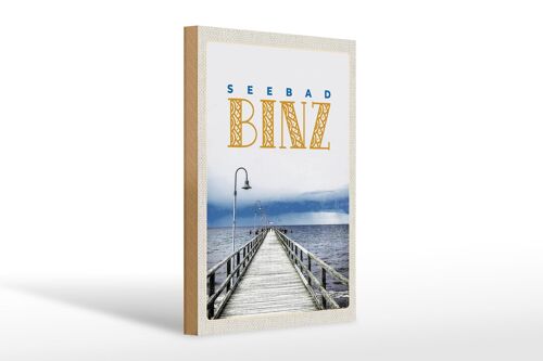 Holzschild Reise 20x30cm Seebad Binz Meer Ebbe und Flut