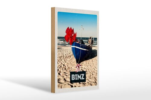 Holzschild Reise 20x30cm Binz Strand Deutschland Meer Urlaub