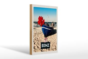 Panneau en bois voyage 20x30cm plage de Binz Allemagne vacances à la mer 1